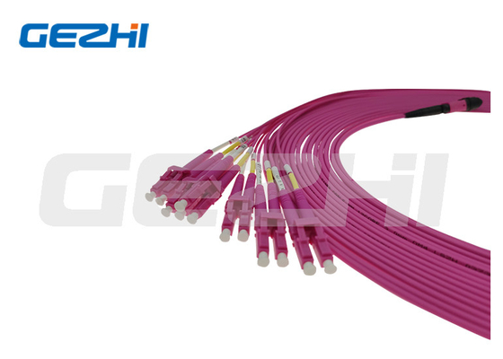 Женщина MPO к кабелю 8 проламывания дуплекса OM4 LC UPC 12 24 гибкого провода оптического волокна кабеля оптического волокна ядра