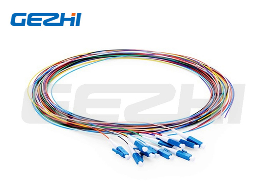 1 м (3 фута) LC UPC Fiber Optic Pigtail 12 волокон OS2 Одномодный необученный цветокодированный ПВХ (OFNR) 0,9 мм